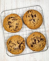 Chocolate Chip Cookies Background. Selective focus.