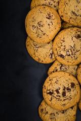 Chocolate Chip Cookies Background. Selective focus.