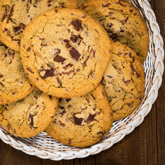 Chocolate Chip Cookies Background. Selective focus.