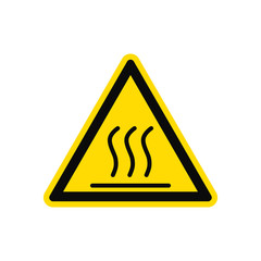 Caution of hot surface. Warning icon isolated on white background. Vector illustration.