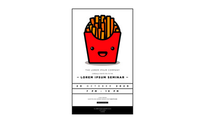 French Fries Packet Invitation Design with Where and When Details