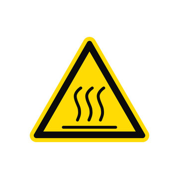 Caution Of Hot Surface. Warning Icon Isolated On White Background. Vector Illustration.