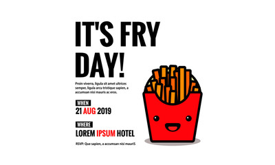 It's Fry Day French Fries Packet Invitation Design with Where and When Details