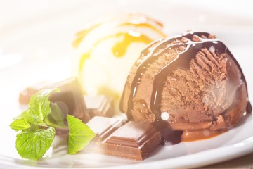 Vanilla and Chocolate Ice Cream Scoops