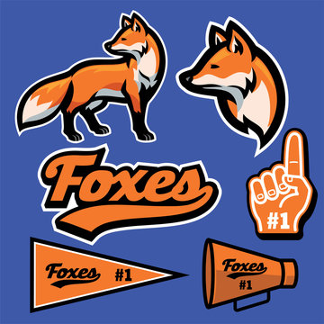 fox mascot set collection in sport style