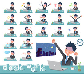 flat type Gray suit businessman Bad condition_desk work