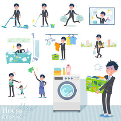 flat type Gray suit businessman Bad condition_housekeeping