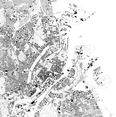 Mappa satellitare di Copenaghen, Danimarca, strade della città. Stradario e mappa del centro città - obrazy, fototapety, plakaty