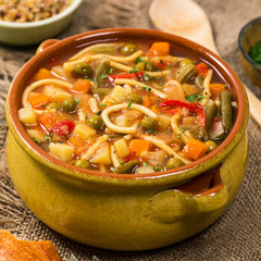 Healthy Harvest Vegetable Soup. Selective focus.