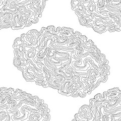 seamless pattern exotic Phrygian brain coral in the tropical sea.  illustration