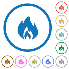 Flame icons with shadows and outlines