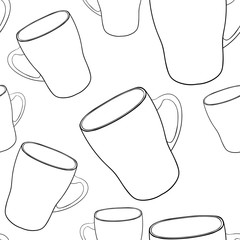 seamless pattern tableware mug cup with handle.  illustration