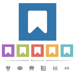 Bookmark flat white icons in square backgrounds