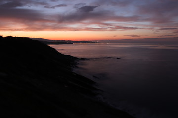 Fototapeta na wymiar coucher de soleil sur la cote basque