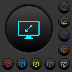 Adjust screen resolution dark push buttons with color icons
