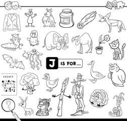 J is for educational game coloring book