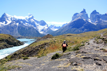 Fototapeta na wymiar Torres del Paine National Park in Patagonia, Chile.