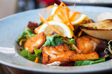 Fresh seafood salad with smoked salmon