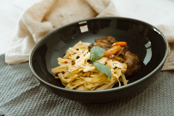 Home made Beef Bourguignon with Tagliatelle
