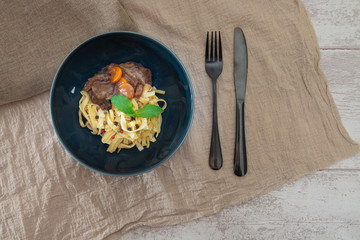 Home made Beef Bourguignon with Tagliatelle