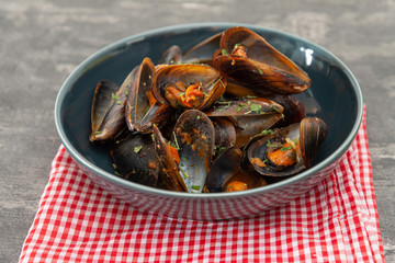 Italian Steamed Mussels cooked in Provencale style