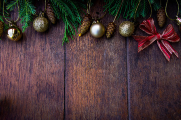 chirstmas on wood background wood retro and green chirstmas tree on background