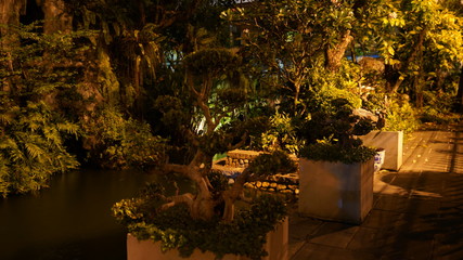 Garden in Wat Prayurawongsawat Worawihan,Bangkok,Thailand