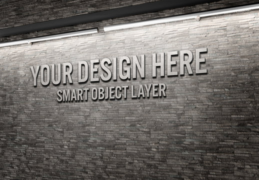 3D Words on a Wall Mockup