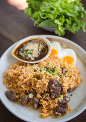 Food on the plate.
