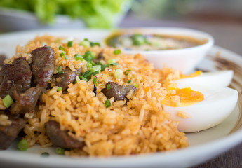 Food on the plate.