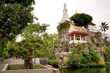 Garden in Wat Prayurawongsawat Worawihan,Bangkok,Thailand