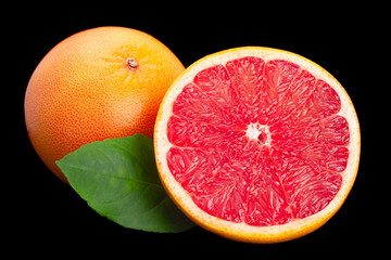 Grapefruit slice with leaf