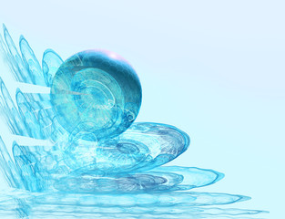 futuristic abstract techno background, blue sphere on light background