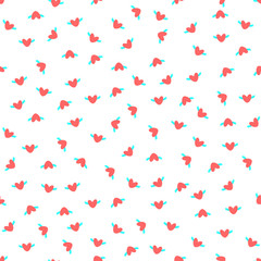 Hearts with wings on white background. Seamless pattern with simbol of love. Design elements for the Valentines Day banner, poster, flyer.