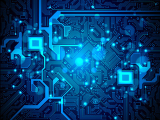 High tech electronic circuit board vector background.
