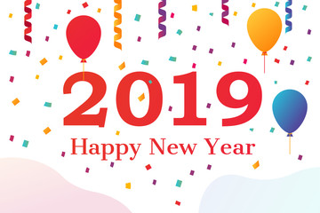 Celebrating new year. Organization of the corporate. balloons serpentine and confetti, christmas celebrations. Vector illustration flat design. Isolated on white background.