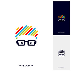 Social Geek Color Logo Concept Vector. Colorful Geek Logo Template - Vector