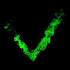 vote sign from green colorful smoke isolated on black background