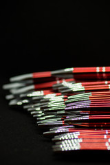 Ballpoint pens. Metal pens collection. Ball pens isolated on white background