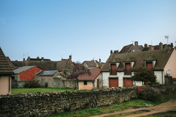 Fototapeta na wymiar Roofs of old houses of Saulieu historical center