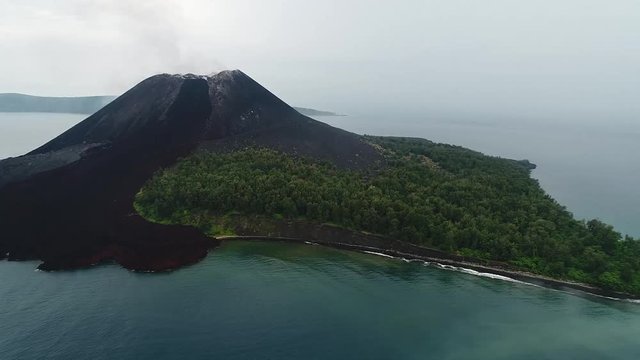 Aerial Footage of Krakatoa (Anak Krakatau) taken Oct 2017 - Panning shot - Raw Footage