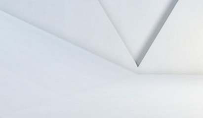 Abstract minimal white background with triangle corner in frame. 3D Rendering Illustration.