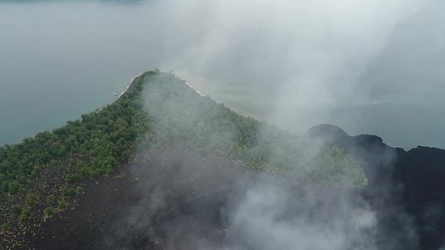 Aerial Footage of Krakatoa coastline (Anak Krakatau) taken Oct 2017 -Raw Footage