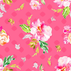 Obraz na płótnie Canvas Modern, Seamless Watercolor Floral Pattern Wallpaper, Seamless Flower Background