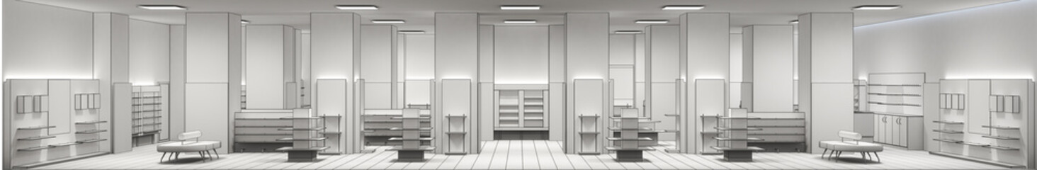 shop, mall, shopping mall, interior visualization, 3D illustration