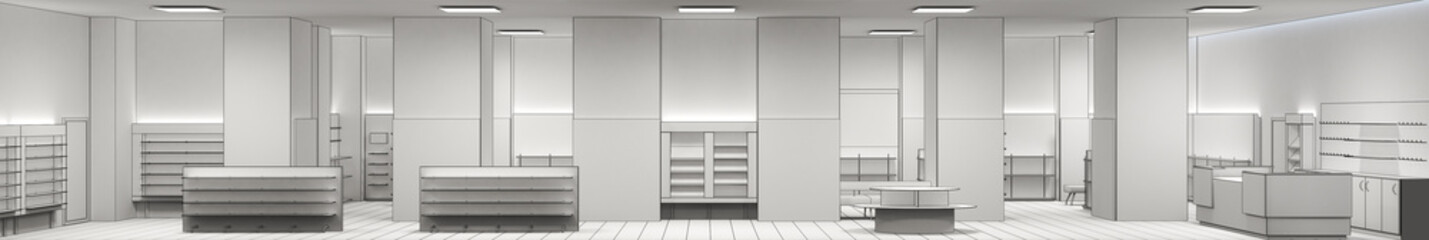 shop, mall, shopping mall, interior visualization, 3D illustration