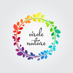 Circle nature frame design with rainbow colors