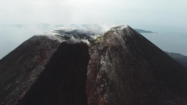 Aerial Footage of Krakatoa crater (Anak Krakatau) taken Oct 2017 - Raw Footage
