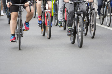 Fototapeta na wymiar Group of cyclist during at bike street race