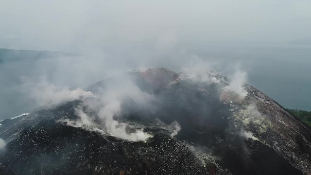 Aerial Footage of Krakatoa crater (Anak Krakatau) taken Oct 2017 - Raw Footage